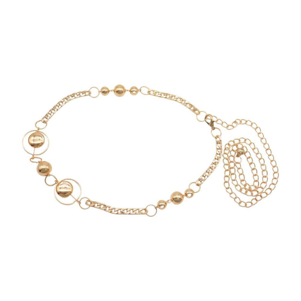 New Women Gold Metal Chain Thin Belt Gold Circle Round Charms Fit Size Size S M - Picture 5 of 17